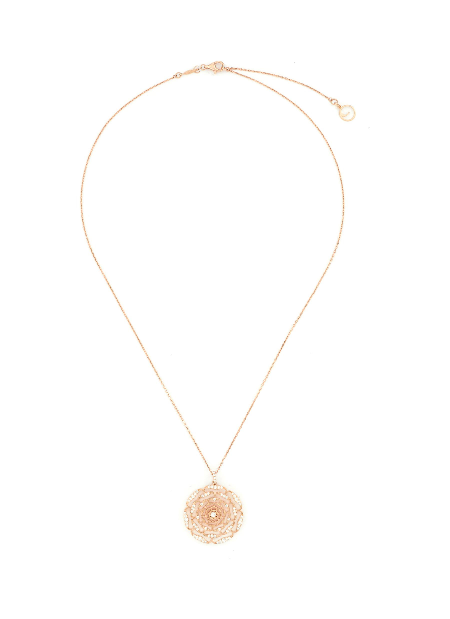 BEE GODDESS 'Secret Garden' diamond 14k rose gold rosa mundi necklace