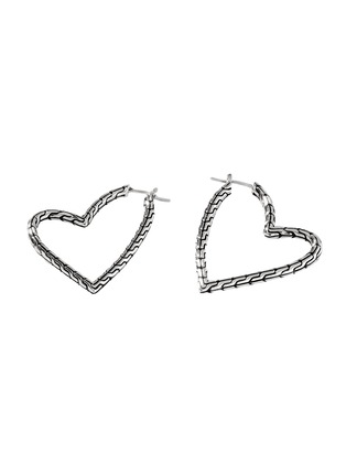 Main View - Click To Enlarge - JOHN HARDY - ‘Classic Chain Manah' Sterling Silver Heart Hoop Earrings