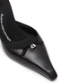 Detail View - Click To Enlarge - ALEXANDER WANG - ‘VIOLA’ LOGO CHARM BOW APPLIQUÉ LEATHER MULES