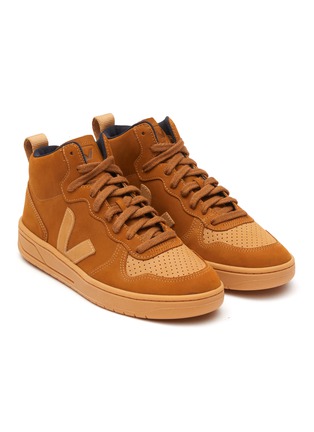 Detail View - Click To Enlarge - VEJA - ‘V-15’ MID TOP LACE UP NUBUCK LEATHER SNEAKERS