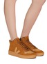 Figure View - Click To Enlarge - VEJA - ‘V-15’ MID TOP LACE UP NUBUCK LEATHER SNEAKERS