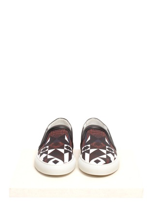 Front View - Click To Enlarge - GIVENCHY - Printed satin and leather sneakers