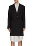 Main View - Click To Enlarge - MM6 MAISON MARGIELA - Belted Pin-Striped Single Breasted Coat