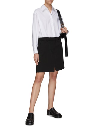 Figure View - Click To Enlarge - MM6 MAISON MARGIELA - Tailored Skirt Hybrid Cotton Shirt Dress