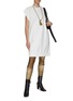Figure View - Click To Enlarge - MM6 MAISON MARGIELA - Dog Tag Print Cap Sleeved Dress
