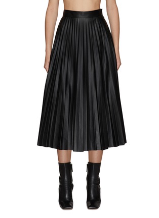 Main View - Click To Enlarge - MM6 MAISON MARGIELA - FAUX LEATHER PLEATED MIDI SKIRT
