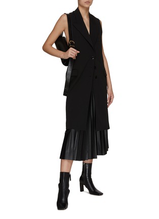 Figure View - Click To Enlarge - MM6 MAISON MARGIELA - FAUX LEATHER PLEATED MIDI SKIRT