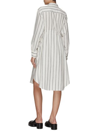 Back View - Click To Enlarge - MM6 MAISON MARGIELA - Pin Stripe Armscye Slit Long Sleeved Dress