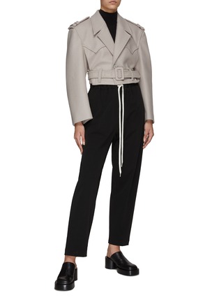 Figure View - Click To Enlarge - MM6 MAISON MARGIELA - DRAWSTRING WAISTBAND CROPPED SWEATPANTS