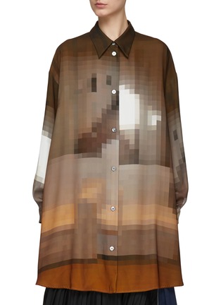 Main View - Click To Enlarge - MM6 MAISON MARGIELA - OVERSIZE BLURRY SQUARE PRINT SHIRT