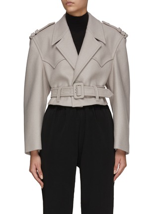 Main View - Click To Enlarge - MM6 MAISON MARGIELA - BELTED CROPPED WOOL BIKER JACKET
