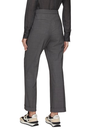 Back View - Click To Enlarge - BRUNELLO CUCINELLI - BELTED PLEAT DETAIL FLAT FRONT TAILORED PANTS