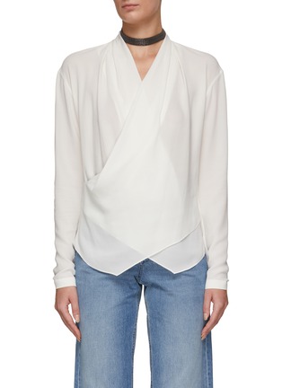 Main View - Click To Enlarge - BRUNELLO CUCINELLI - Sable Crepe Wrap Front Blouse