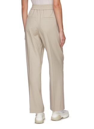 Back View - Click To Enlarge - BRUNELLO CUCINELLI - HIGH RISE ELASTICATED WAISTBAND CREPE PANTS