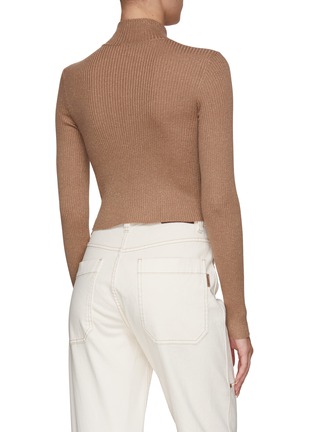 Back View - Click To Enlarge - BRUNELLO CUCINELLI - MOCK NECK CROPPED SILK TOP
