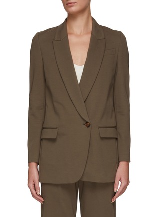 Main View - Click To Enlarge - BRUNELLO CUCINELLI - Front Wrap Cotton Blend Double Breasted Blazer