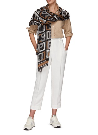 Figure View - Click To Enlarge - BRUNELLO CUCINELLI - FLAT FRONT WIDE LEG TAILORED PANTS