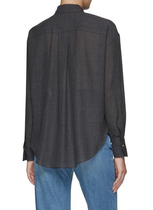 Back View - Click To Enlarge - BRUNELLO CUCINELLI - CHEST POCKET WOOL GAUZE SHIRT