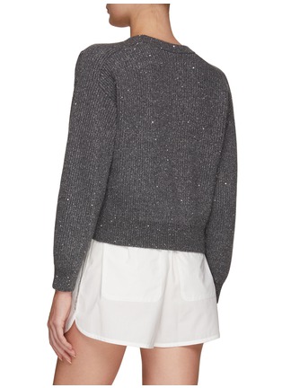 Back View - Click To Enlarge - BRUNELLO CUCINELLI - V-NECK SEQUINED CROPPED SWEATER