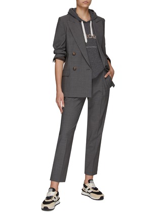 Figure View - Click To Enlarge - BRUNELLO CUCINELLI - PLEATED FRONT SLIM FIT TAILORED PANTS