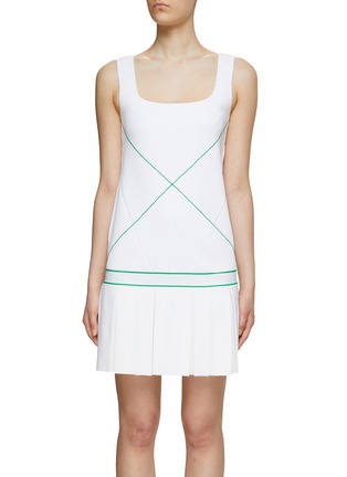 Main View - Click To Enlarge - BOTTEGA VENETA - Sleeveless Square Neck X-Stitching Tennis Dress