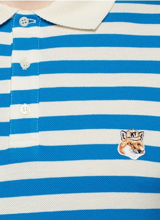 Detail View - Click To Enlarge - MAISON KITSUNÉ - Fox patch stripe polo shirt
