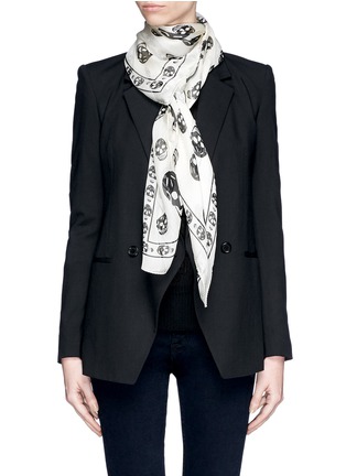 Figure View - Click To Enlarge - ALEXANDER MCQUEEN - Classic skull silk chiffon scarf
