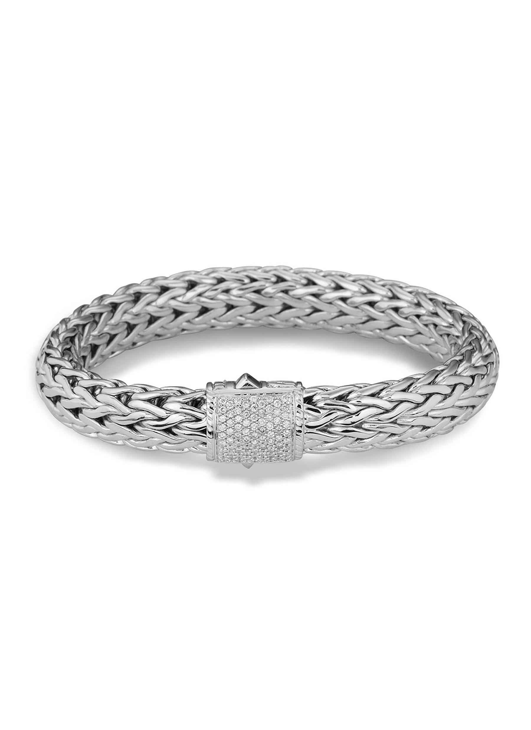 â€˜Classic Chain’ Diamond PavÃ© Sterling Silver Bracelet