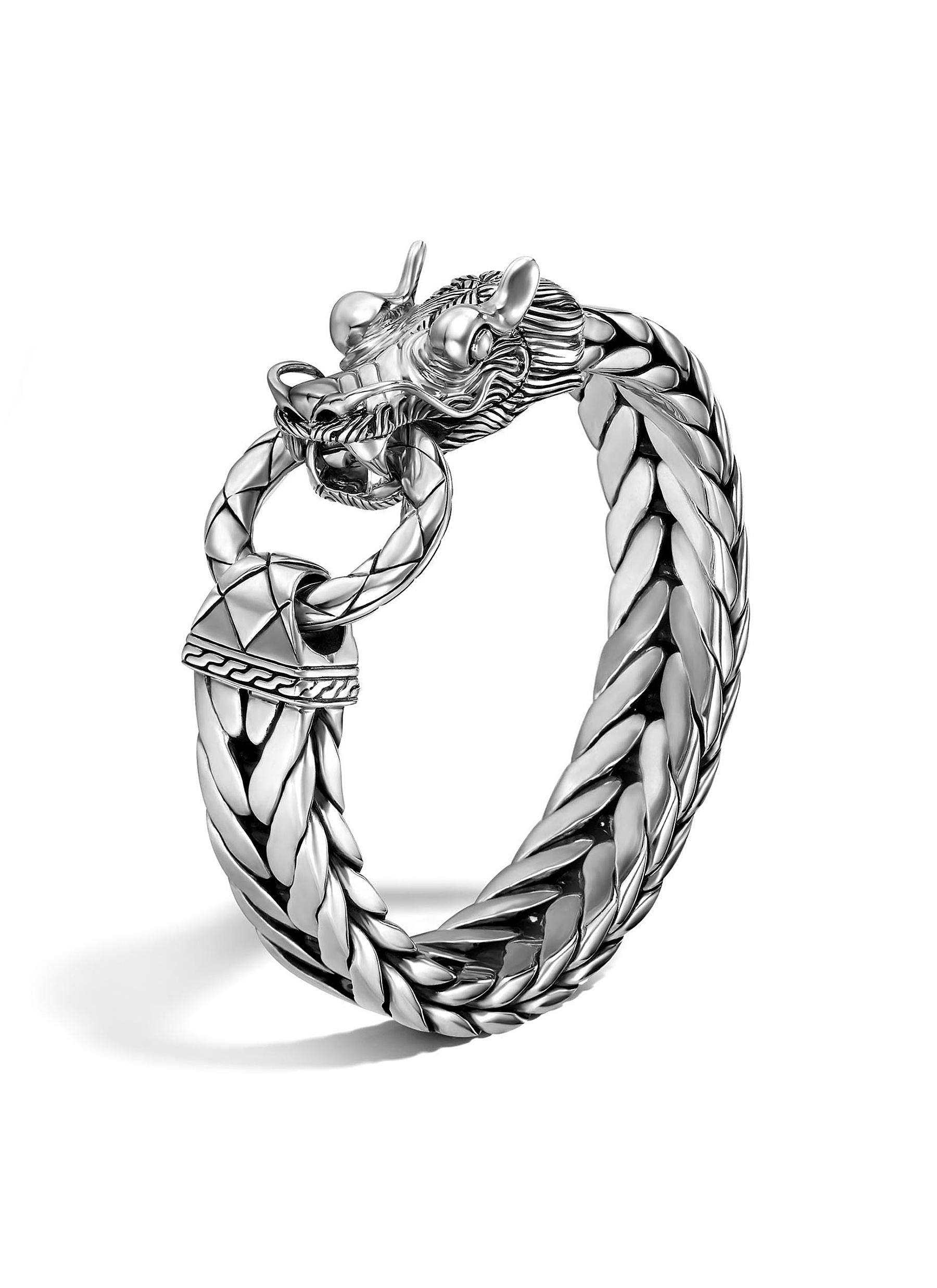 Viking Bracelet: Dragon Head Torc, Black Steel Arm Ring | TheNorseWind