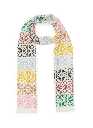 Main View - Click To Enlarge - LOEWE - Anagram print fringe edge scarf