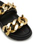 Detail View - Click To Enlarge - SACAI - CUBAN CHAIN EMBELLISHED COWHIDE LEATHER FLATFORM SLIDES