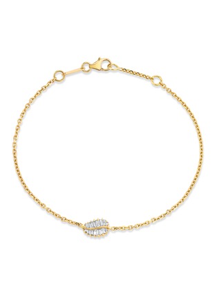 Main View - Click To Enlarge - ANITA KO - Diamond 18k gold small palm leaf chain bracelet
