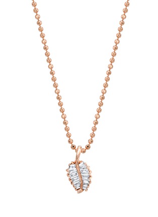 Main View - Click To Enlarge - ANITA KO - Diamond 18k rose gold small palm leaf necklace