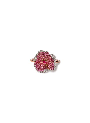 Main View - Click To Enlarge - AS29 - ‘BLOOM’ DIAMOND PINK SAPPHIRE 18K ROSE GOLD SMALL FLOWER RING