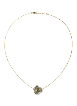 Main View - Click To Enlarge - AS29 - ‘BLOOM’ GREEN DIAMOND 18K GOLD SMALL FLOWER NECKLACE