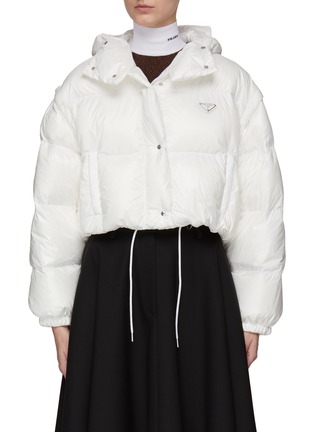 Main View - Click To Enlarge - PRADA - Detachable Sleeve Hooded Puffer Jacket