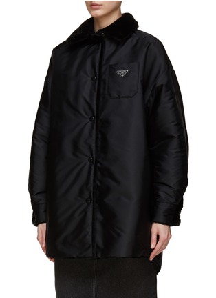 Detail View - Click To Enlarge - PRADA - Reversible Snap Button Re-Nylon Shearline Coat