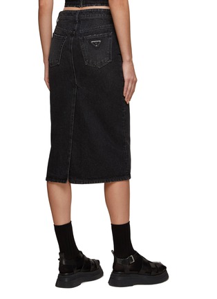 Back View - Click To Enlarge - PRADA - Logo Denim Midi Skirt