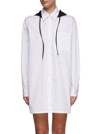 Main View - Click To Enlarge - PRADA - Re-Nylon Hood Boxy Shirt Dress