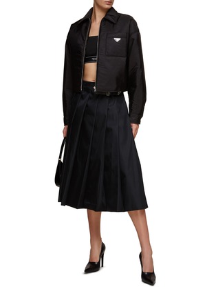 Figure View - Click To Enlarge - PRADA - BELTED RE-NYLON PLEATED MINI SKIRT