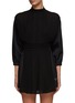 Main View - Click To Enlarge - PRADA - LOGO APPLIQUÉ HIGH COLLAR MID SLEEVE RE-NYLON MINI DRESS