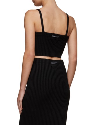 Back View - Click To Enlarge - PRADA - RIBBED SPAGHETTI STRAP CROPPED KNIT TOP