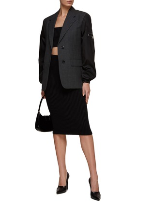 Figure View - Click To Enlarge - PRADA - RIBBED SPAGHETTI STRAP CROPPED KNIT TOP
