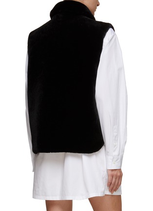 Back View - Click To Enlarge - PRADA - REVERSIBLE LOGO DETAIL SHEARLING COLLAR GILET