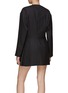 Back View - Click To Enlarge - PRADA - Belted Pleat Virgin Wool Long Sleeve Crewneck Mini Dress