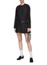 Figure View - Click To Enlarge - PRADA - Belted Pleat Virgin Wool Long Sleeve Crewneck Mini Dress