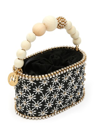 Detail View - Click To Enlarge - ROSANTICA - ‘HOLLI GELSOMINO’ CRYSTAL EMBELLISHED WOODEN BEAD HANDLE BAG