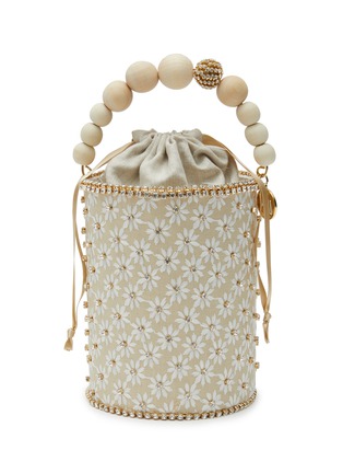 Main View - Click To Enlarge - ROSANTICA - ‘REA GELSOMINO’ CRYSTAL EMBELLISHED WOODEN BEAD HANDLE BUCKET BAG