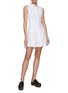 Figure View - Click To Enlarge - ALAÏA - Mandarin Collar Striped Cotton Sculpted Sleeveless Dress