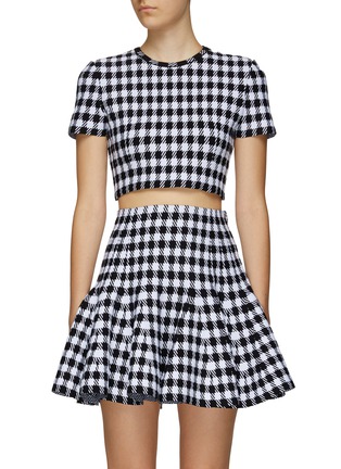 Main View - Click To Enlarge - ALAÏA - GINGHAM CROPPED TOP